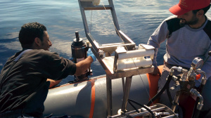 Bottles attached for water sampling (Nov. 2015)
