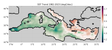 Linear trend of sea surface temperature in the Mediterranean Sea for the period 1982–2023 based on the Copernicus Marine product: Mediterranean Sea High Resolution L4 Sea Surface Temperature Reprocessed
