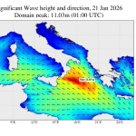 Storm Harry - Significant wave height and wave direction 21 January 2026